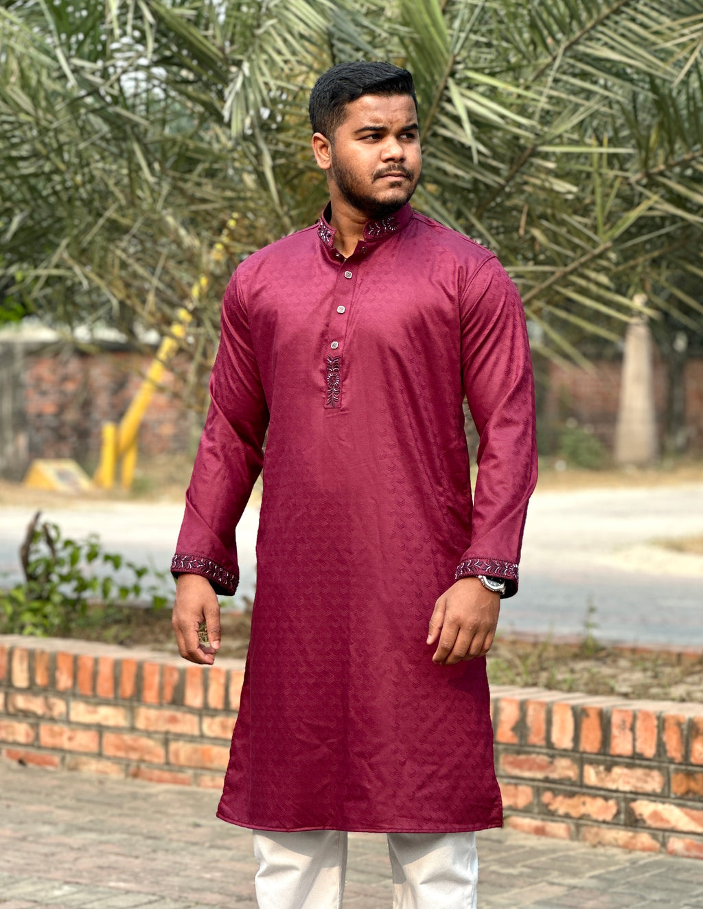 Karuchupi Panjabi ( Maroon color )