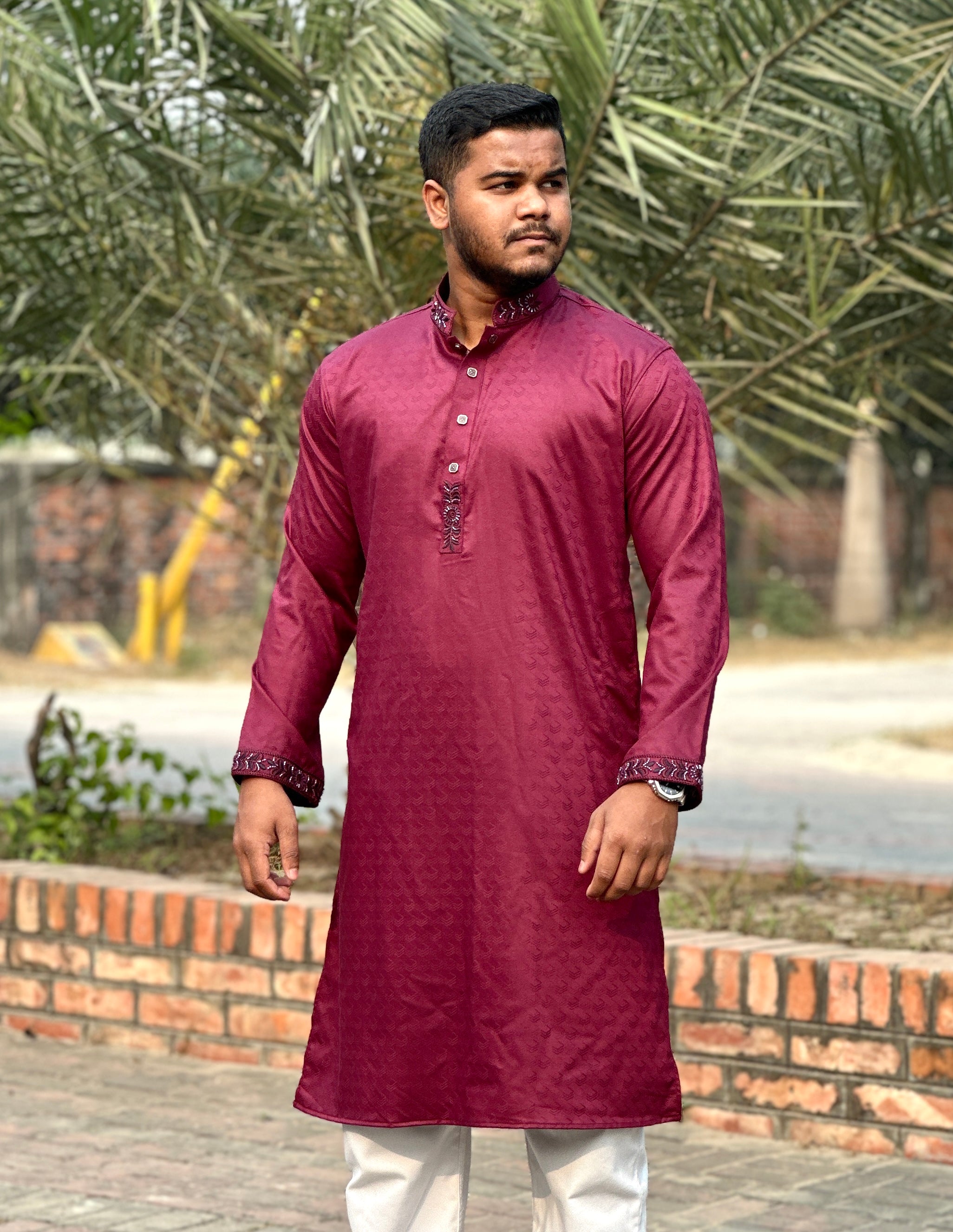 Karuchupi Panjabi ( Maroon color )