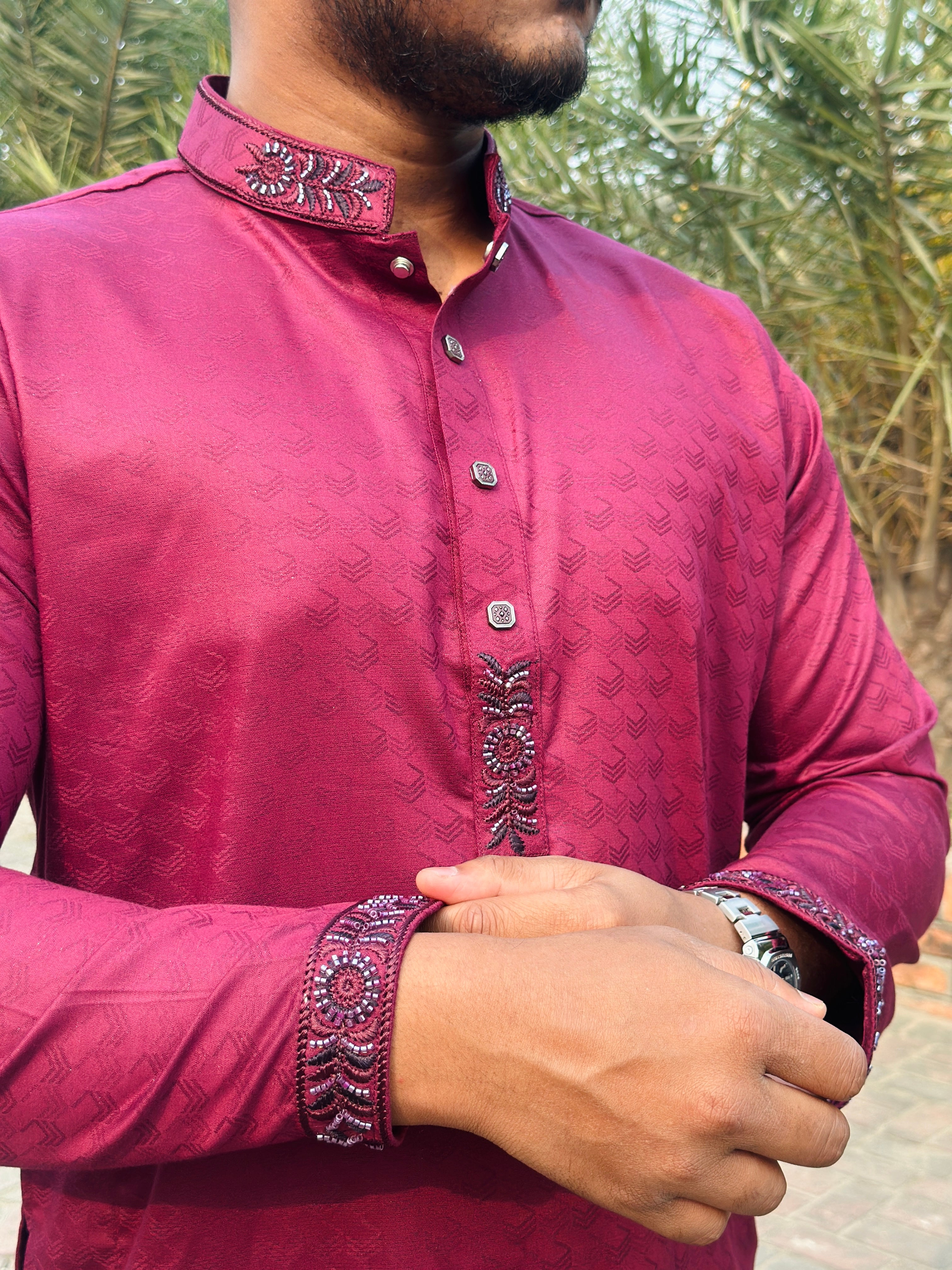 Karuchupi Panjabi ( Maroon color )