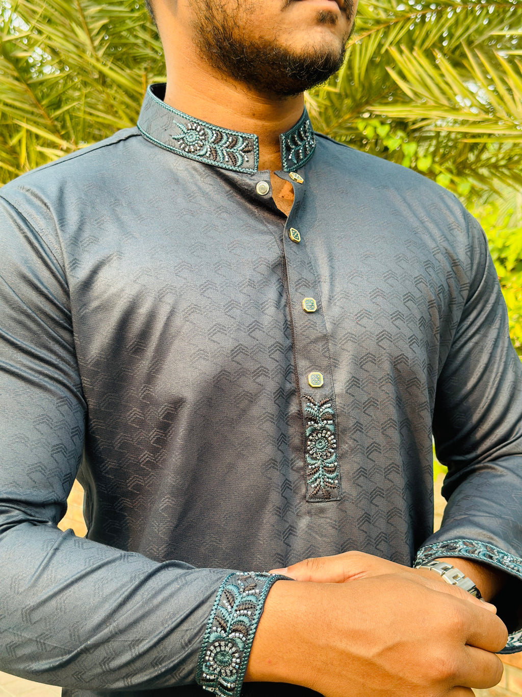 Karuchupi Panjabi ( Deep Green )